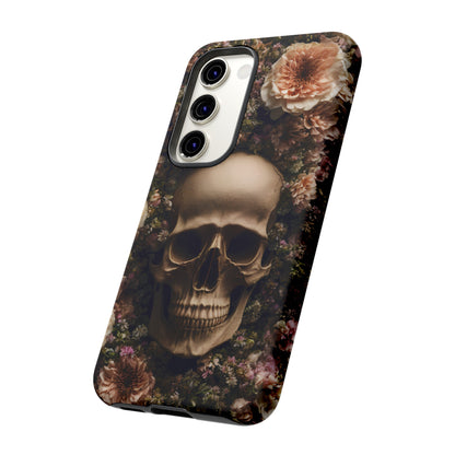 Skull and Flowers #2 Phone Case – Gothic Floral Design for iPhone, Samsung Galaxy, and Google Pixel Devices