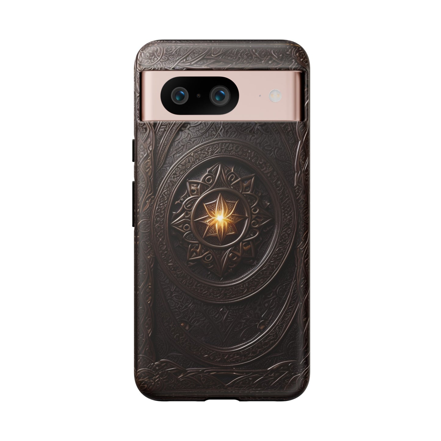 Intricate Leather Flower Tough Phone Case – Elegant Floral Design for iPhone, Samsung Galaxy, and Google Pixel Devices