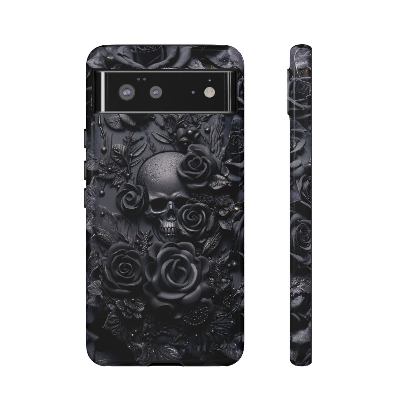 Gothic Black Roses Tough Phone Case – Elegant Dark Floral Design for iPhone, Samsung Galaxy, and Google Pixel Devices