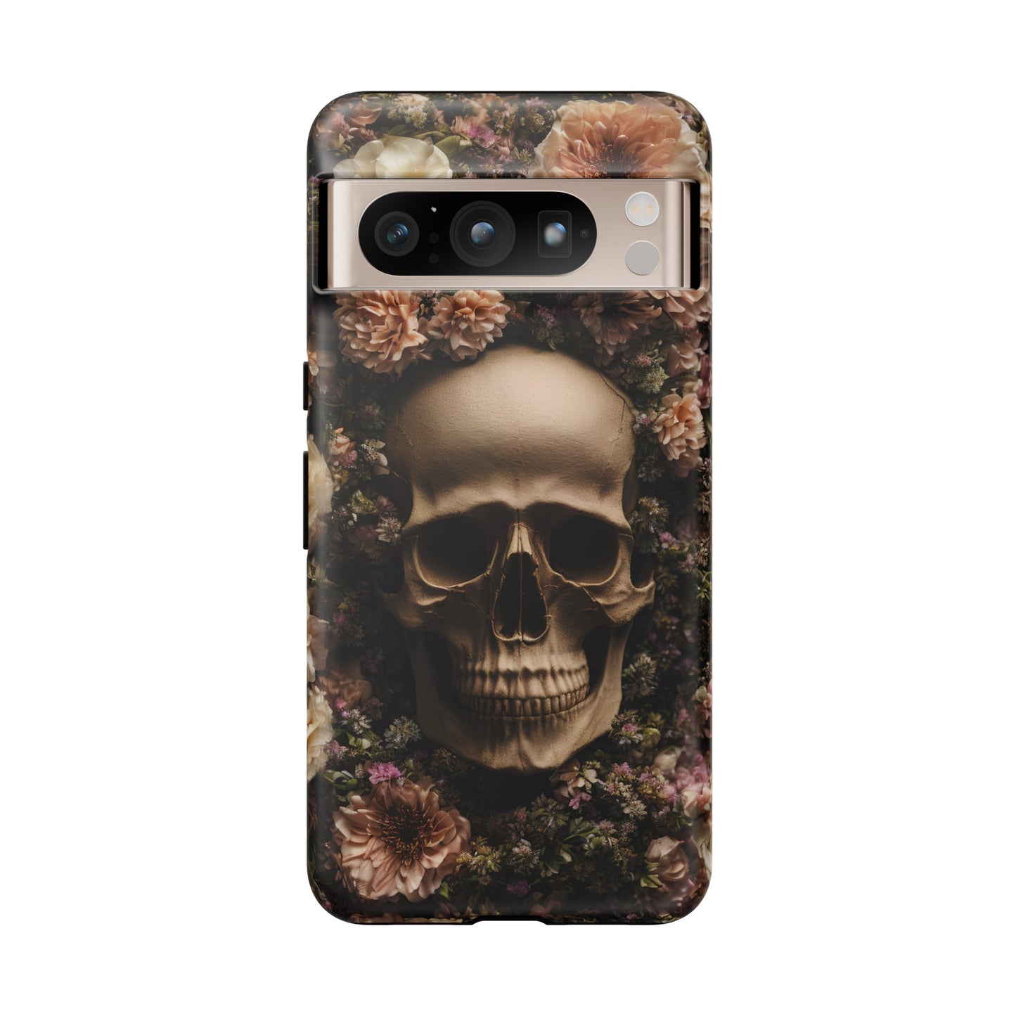 Skull and Flowers #2 Phone Case – Gothic Floral Design for iPhone, Samsung Galaxy, and Google Pixel Devices