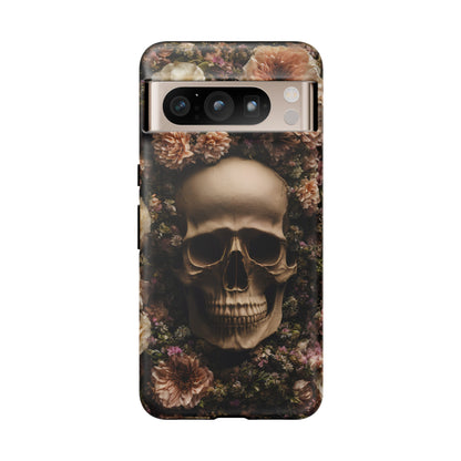 Skull and Flowers #2 Phone Case – Gothic Floral Design for iPhone, Samsung Galaxy, and Google Pixel Devices