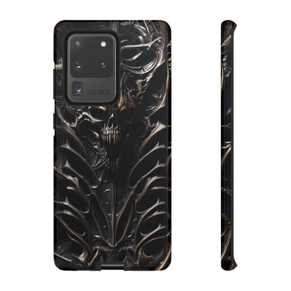 Biomechanical Horror 3 Tough Phone Case – Futuristic Alien Skull Design for iPhone, Samsung Galaxy, and Google Pixel Devices