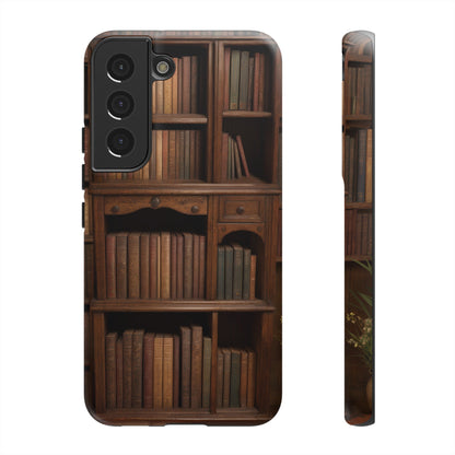 Book Shelf Phone Case – Vintage Library Design for iPhone, Samsung Galaxy, and Google Pixel Devices