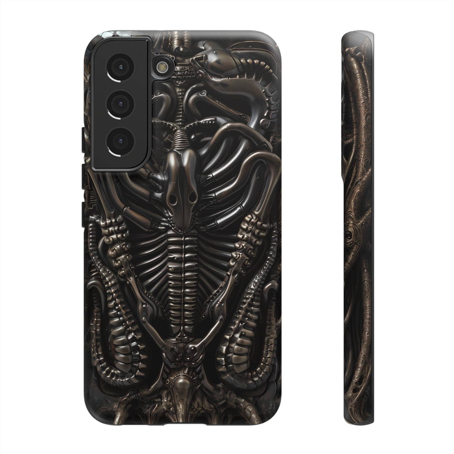 Biomechanical Nightmares Tough Phone Case – Alien Horror Design for iPhone and Samsung Galaxy Devices