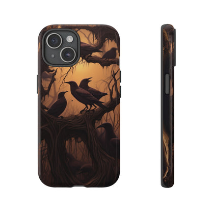 Ravens at Dusk Phone Case – Gothic Halloween Design with Edgar Allan Poe Inspired Crows for iPhone, Samsung Galaxy, and Google Pixel Devices