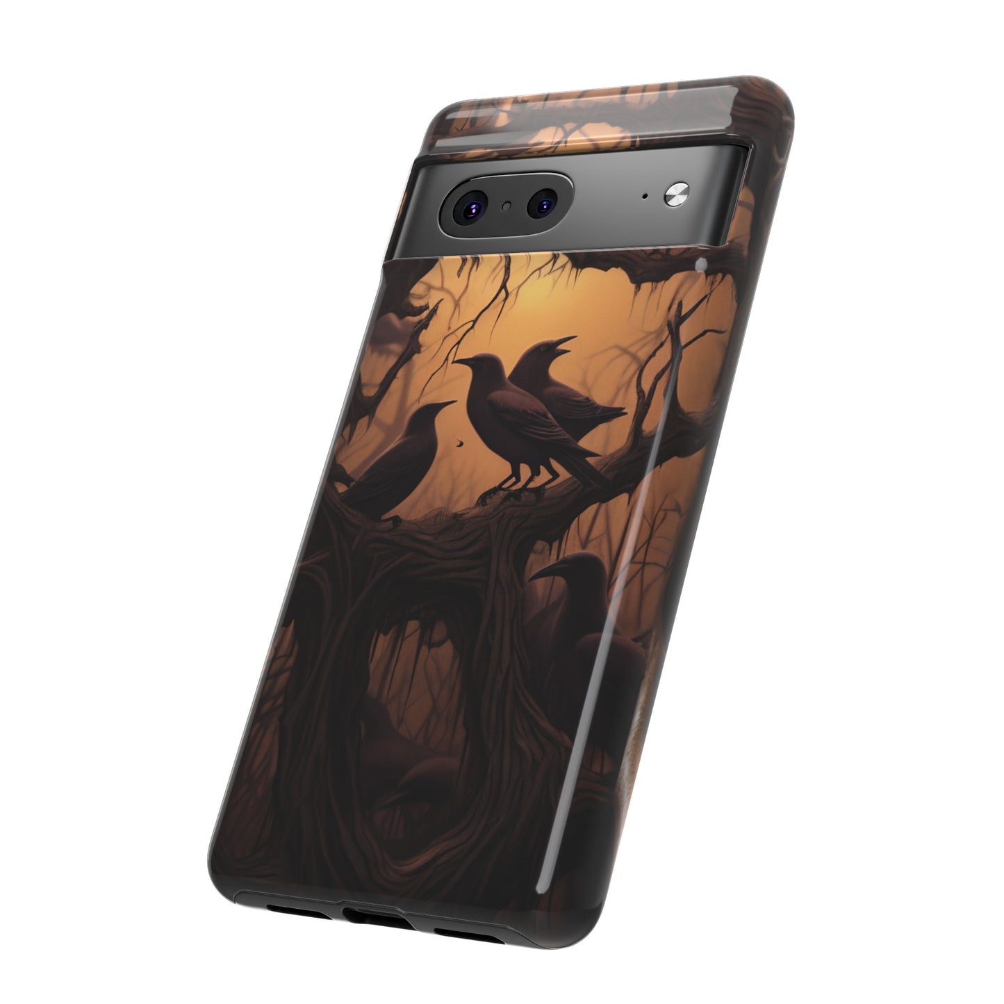 Ravens at Dusk Phone Case – Gothic Halloween Design with Edgar Allan Poe Inspired Crows for iPhone, Samsung Galaxy, and Google Pixel Devices