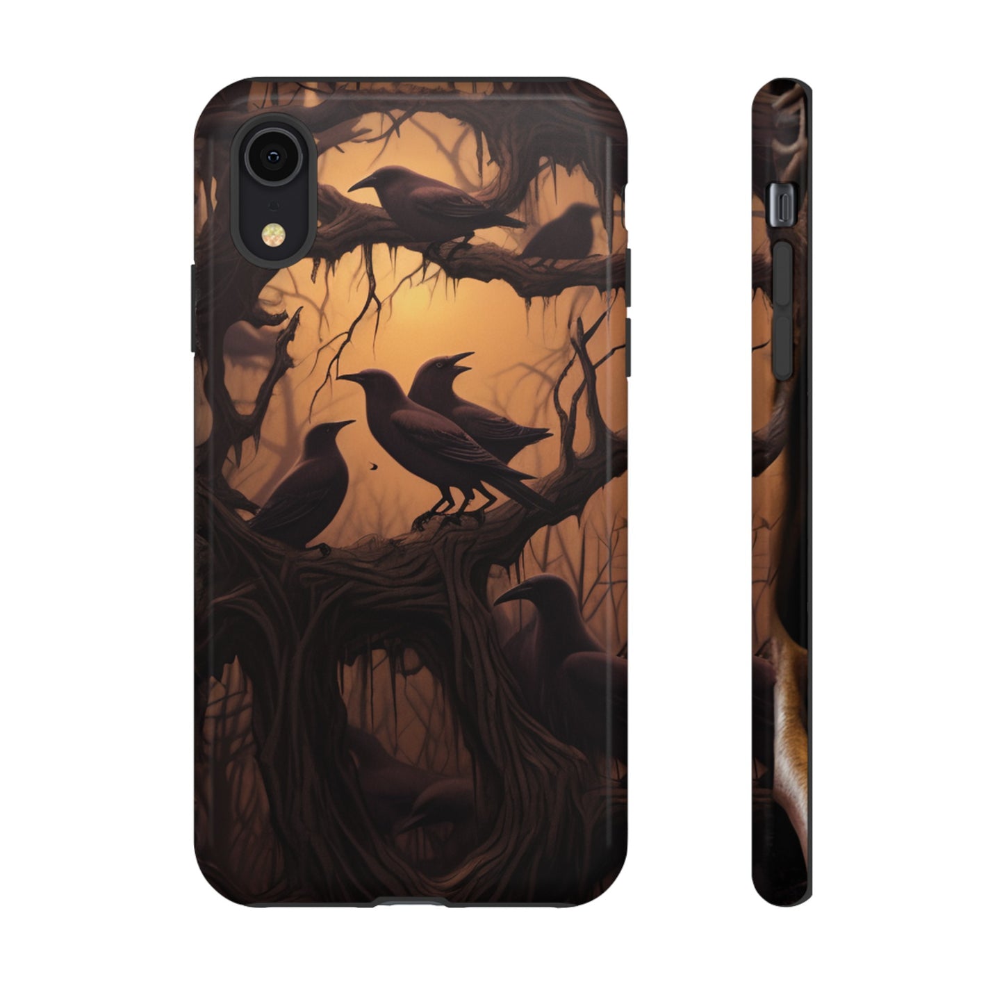 Ravens at Dusk Phone Case – Gothic Halloween Design with Edgar Allan Poe Inspired Crows for iPhone, Samsung Galaxy, and Google Pixel Devices