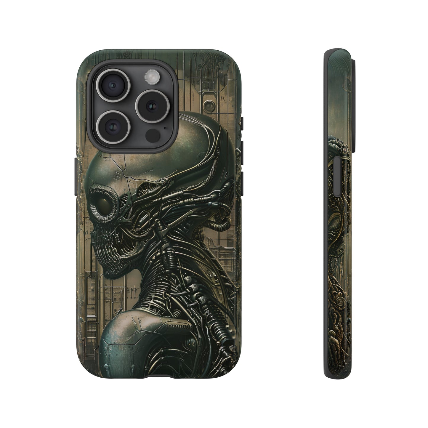 Biomechanical Android Phone Case – Futuristic Alien Horror H.R. Giger-Inspired Design for iPhone, Samsung Galaxy, and Google Pixel Devices