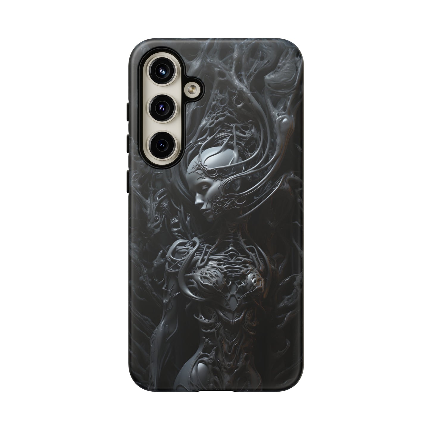 Biomechanical Beauty Phone Case – Futuristic Alien Design for iPhone, Samsung Galaxy, and Google Pixel Devices