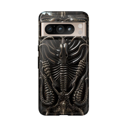 Biomechanical Nightmares Tough Phone Case – Alien Horror Design for iPhone and Samsung Galaxy Devices