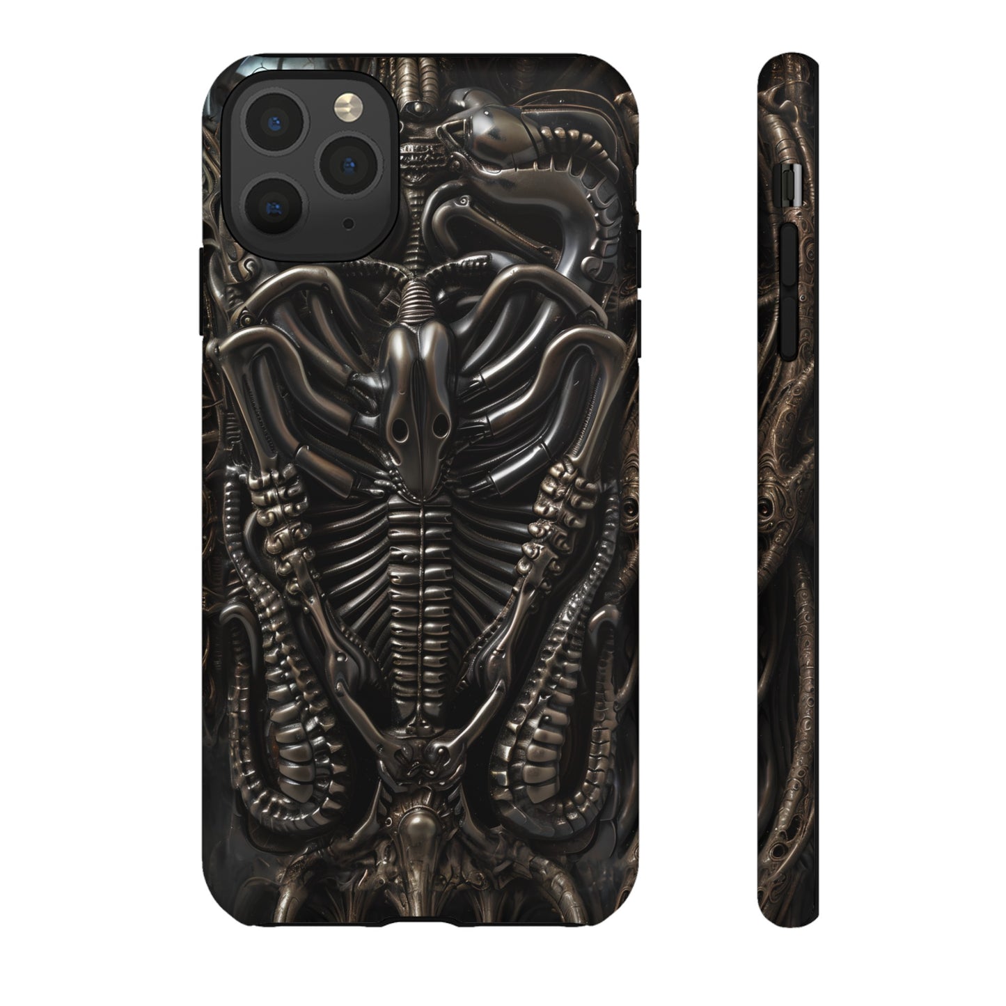 Biomechanical Nightmares Tough Phone Case – Alien Horror Design for iPhone and Samsung Galaxy Devices