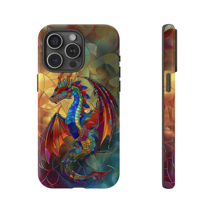 Stained Glass Dragon Phone Case - Colorful Fantasy Design for iPhone, Samsung Galaxy, Google Pixel Devices