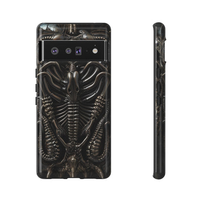 Biomechanical Nightmares Tough Phone Case – Alien Horror Design for iPhone and Samsung Galaxy Devices