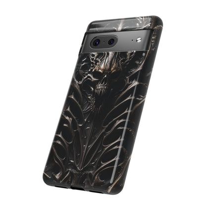 Biomechanical Horror 3 Tough Phone Case – Futuristic Alien Skull Design for iPhone, Samsung Galaxy, and Google Pixel Devices