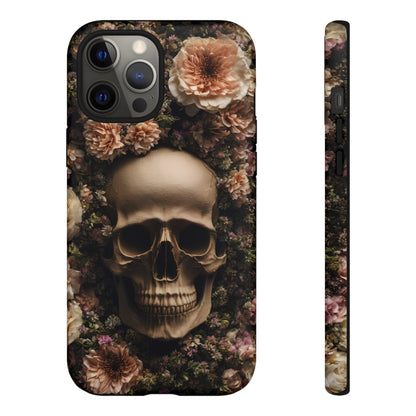 Skull and Flowers #2 Phone Case – Gothic Floral Design for iPhone, Samsung Galaxy, and Google Pixel Devices