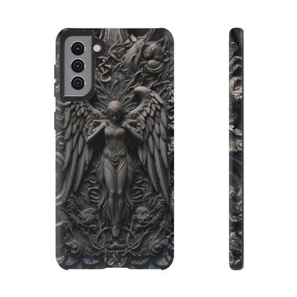 Grey Angel Phone Case – Gothic Marble Statue Design for iPhone, Samsung Galaxy, and Google Pixel Devices