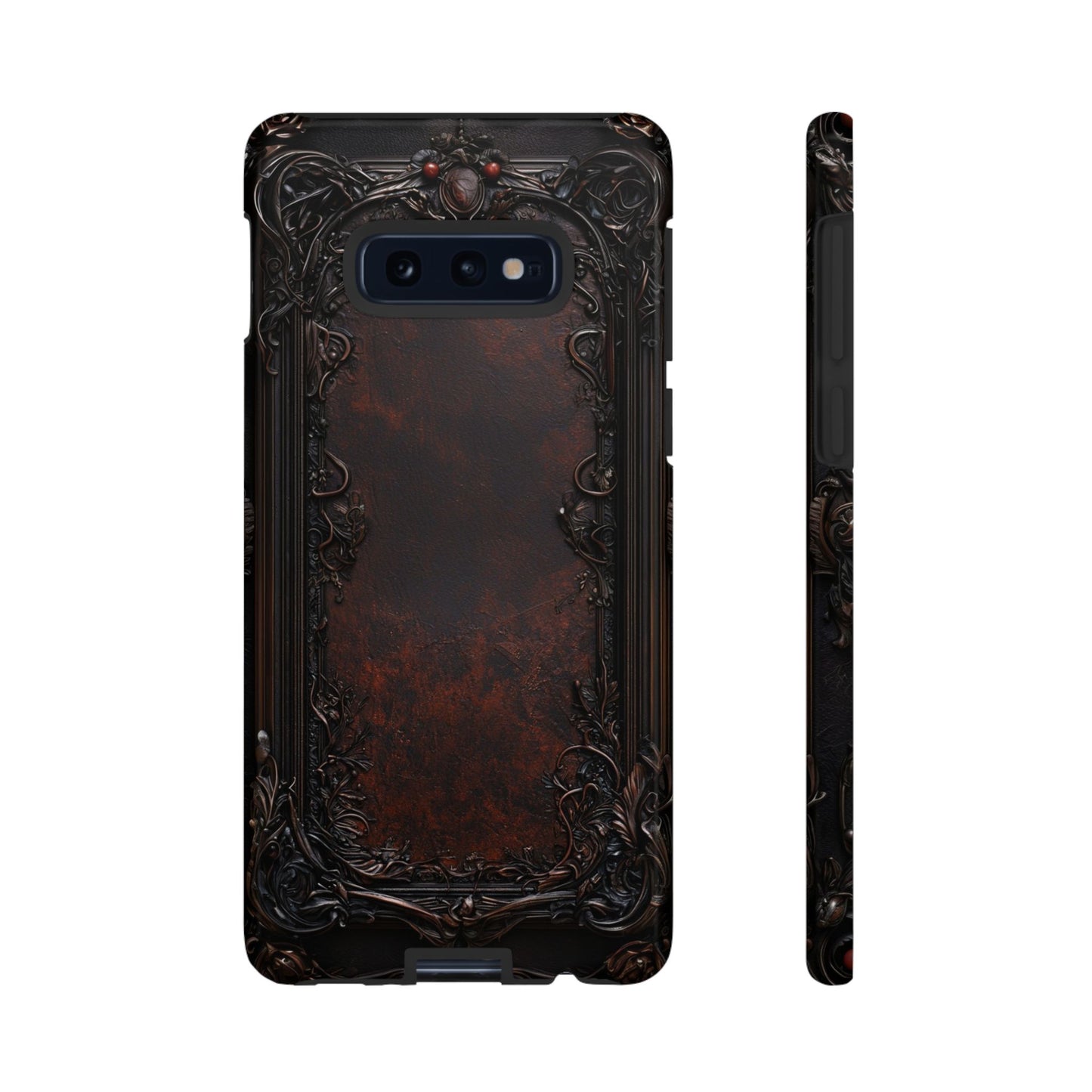 Gothic Ornate Leather-Inspired Phone Case - Dark Aesthetic Cover