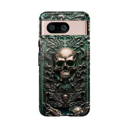 Green Skull Phone Case – Ornate Gothic Design for iPhone, Samsung Galaxy, and Google Pixel Devices