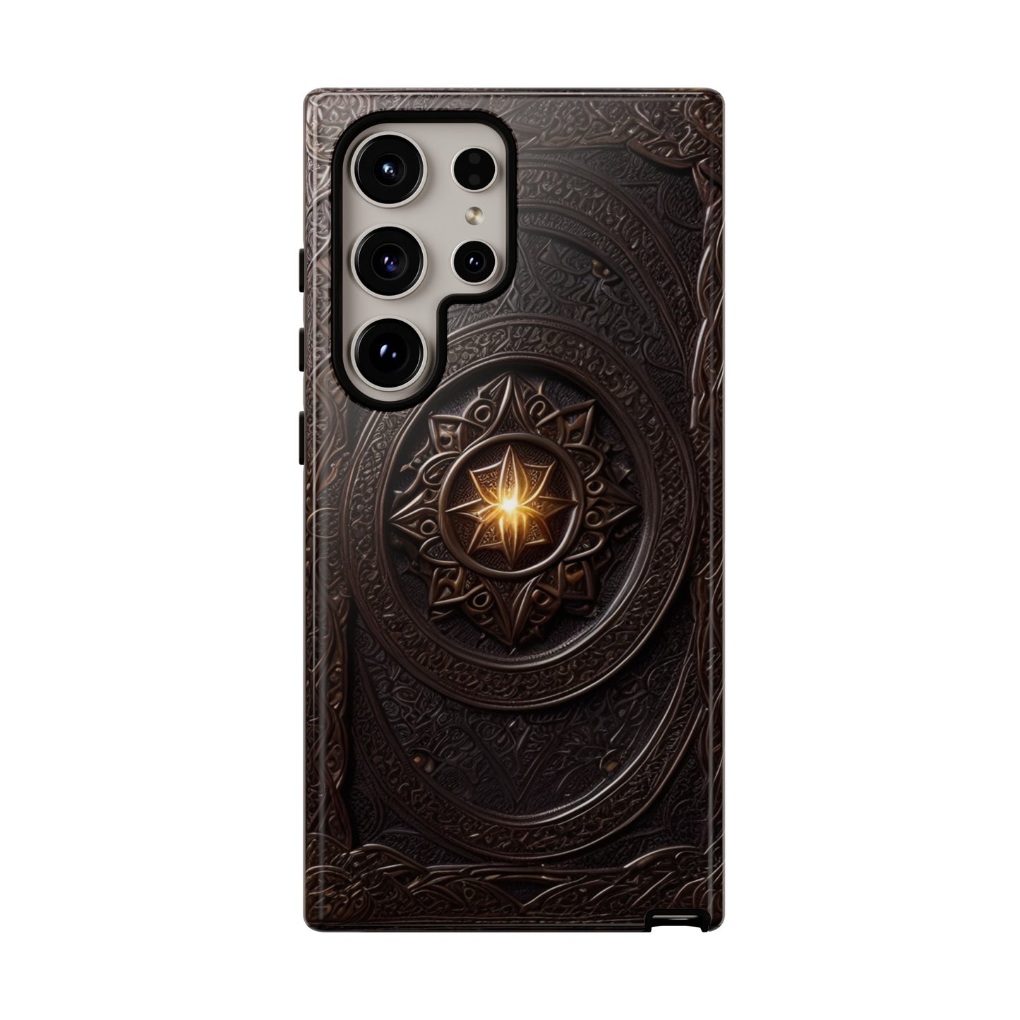 Intricate Leather Flower Tough Phone Case – Elegant Floral Design for iPhone, Samsung Galaxy, and Google Pixel Devices