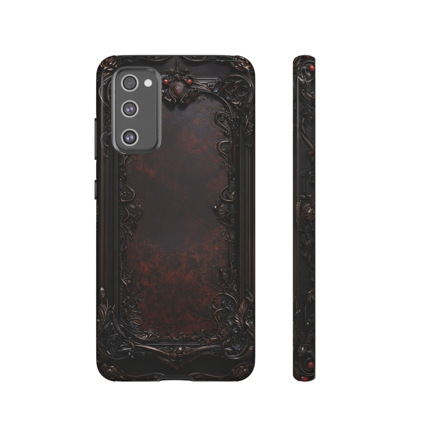 Gothic Ornate Leather-Inspired Phone Case - Dark Aesthetic Cover