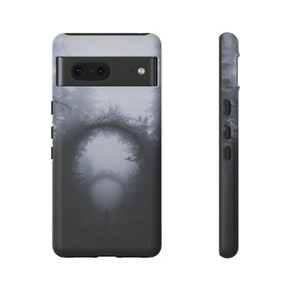 Mystical Forest Portal Phone Case - Atmospheric Foggy Path with Enchanted Tunnel For iPhone, Samsung Galaxy, and Google Pixel Devices.