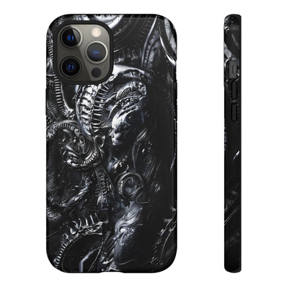 Biomechanical Transhumanism Phone Case – Alien Horror Design for iPhone and Samsung Galaxy Devices