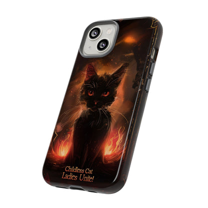 Childless Cat Ladies Unite Phone Case - Gothic Black Cat For iPhone, Samsung Galaxy, and Google Pixel Devices