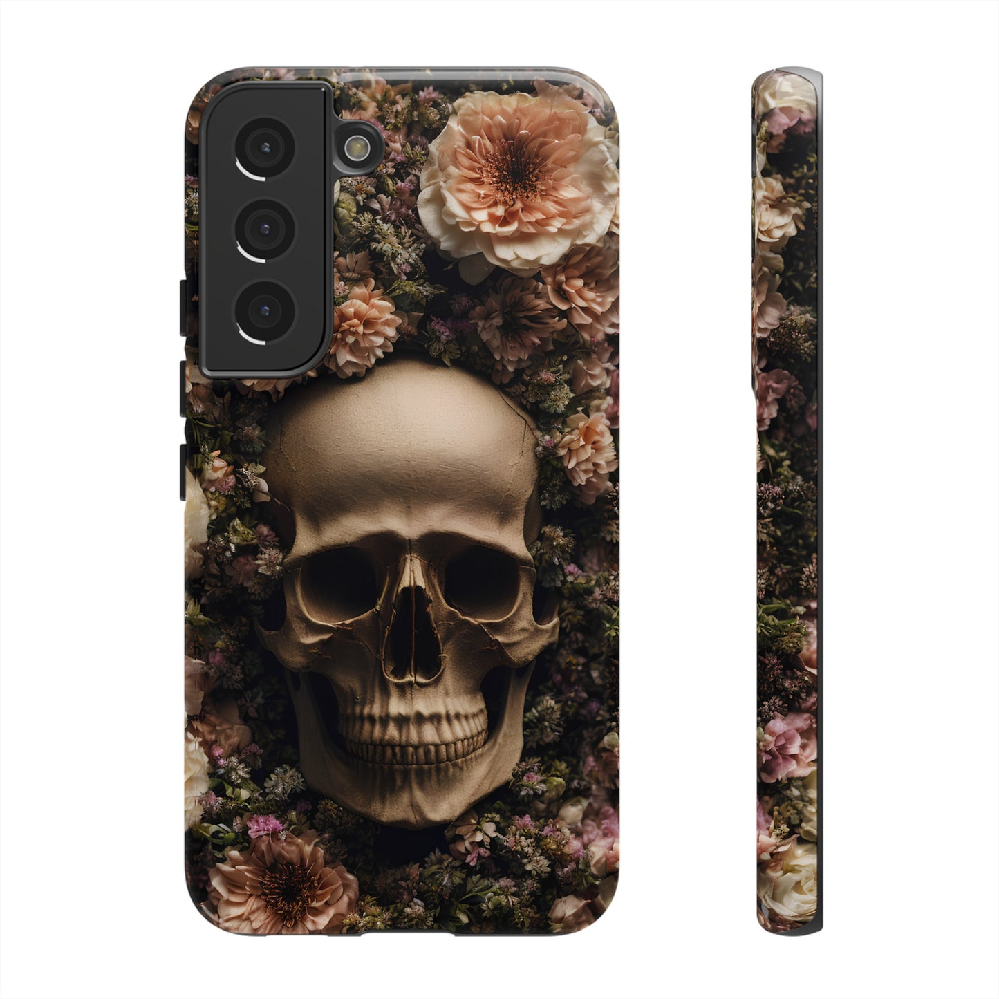 Skull and Flowers #2 Phone Case – Gothic Floral Design for iPhone, Samsung Galaxy, and Google Pixel Devices