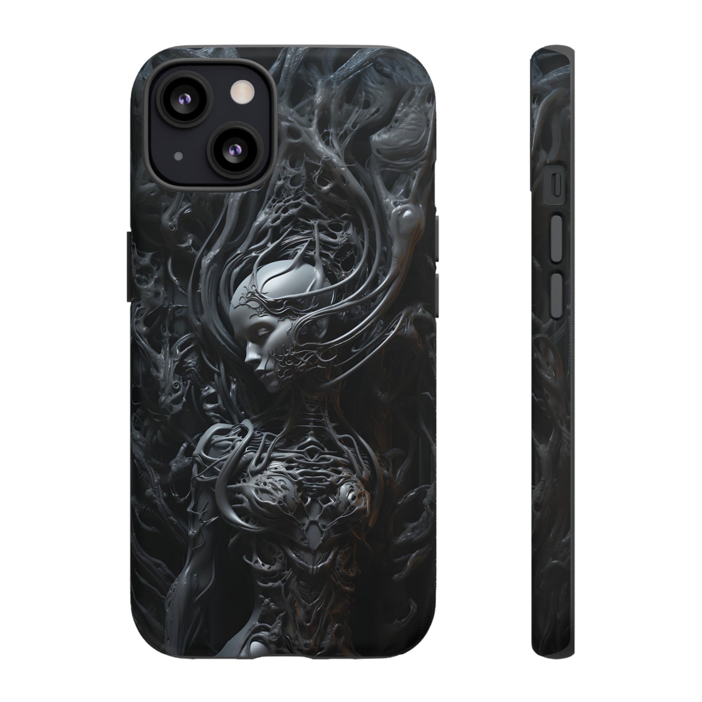 Biomechanical Beauty Phone Case – Futuristic Alien Design for iPhone, Samsung Galaxy, and Google Pixel Devices