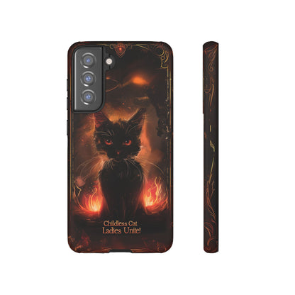 Childless Cat Ladies Unite Phone Case - Gothic Black Cat For iPhone, Samsung Galaxy, and Google Pixel Devices