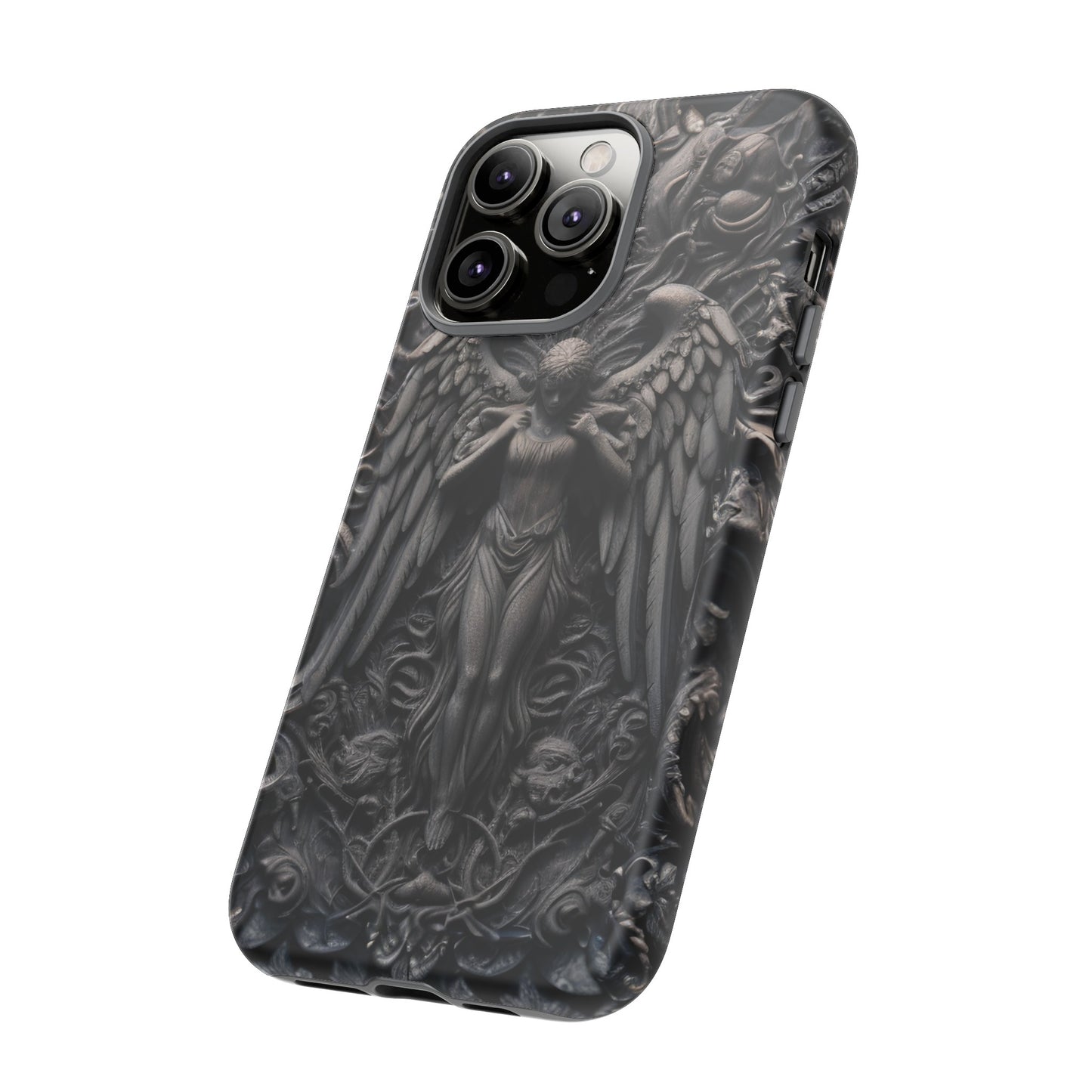 Grey Angel Phone Case – Gothic Marble Statue Design for iPhone, Samsung Galaxy, and Google Pixel Devices