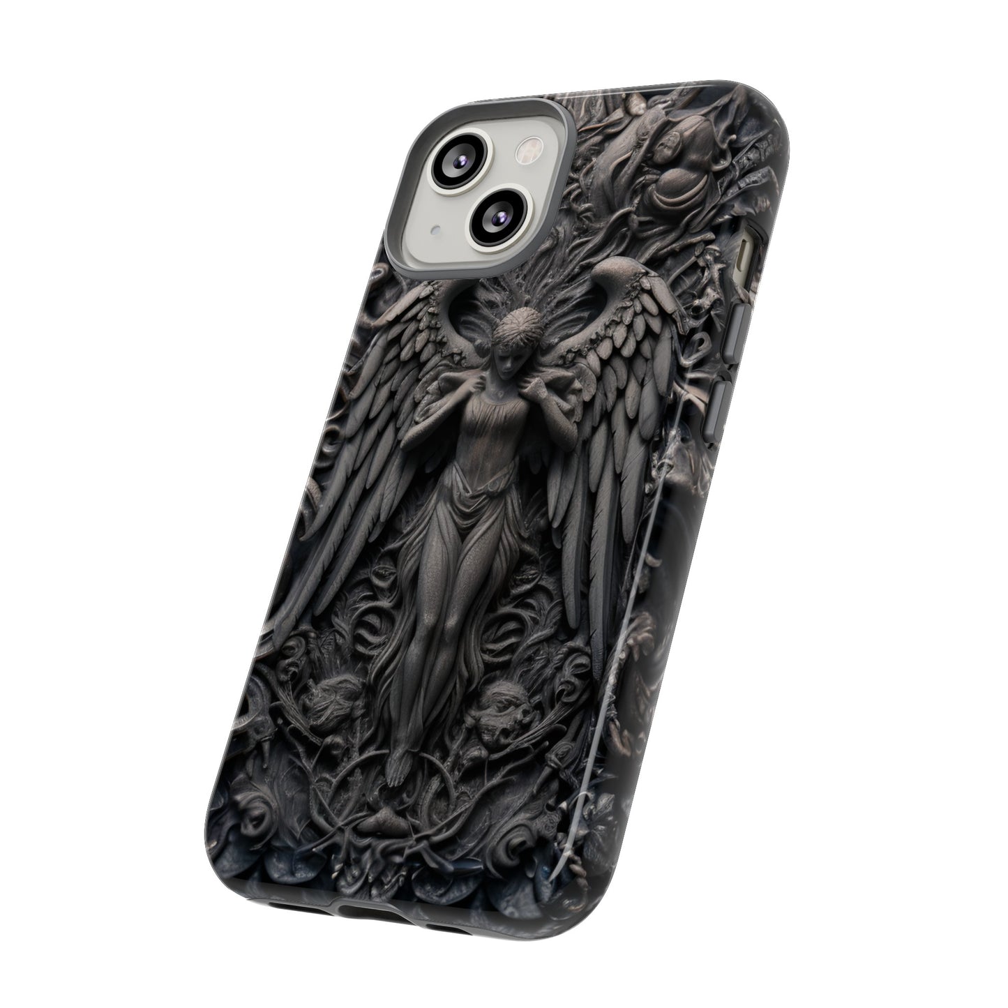 Grey Angel Phone Case – Gothic Marble Statue Design for iPhone, Samsung Galaxy, and Google Pixel Devices