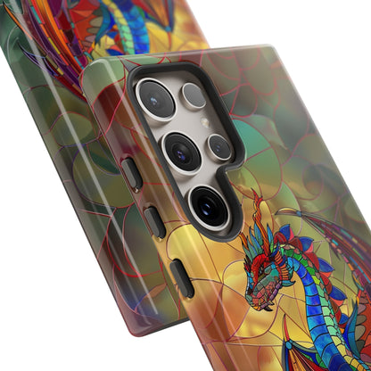 Stained Glass Dragon Phone Case - Colorful Fantasy Design for iPhone, Samsung Galaxy, Google Pixel Devices