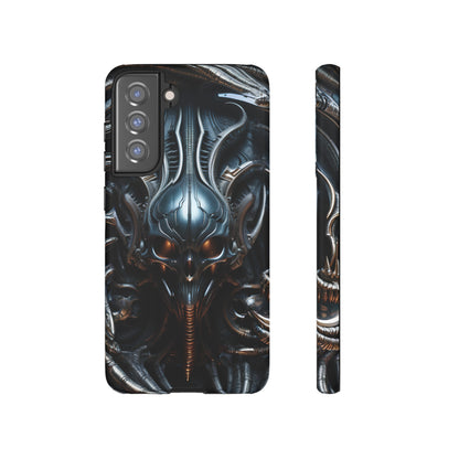 Metallic Alien Mask Phone Case – Futuristic Alien Horror Design for iPhone, Samsung Galaxy, and Google Pixel Devices