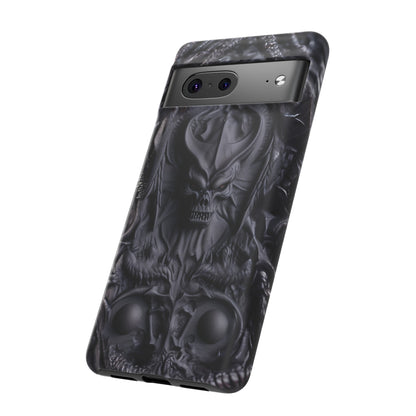 Black Demon Phone Case – Horned Hell Horror Design for iPhone, Samsung Galaxy, and Google Pixel Devices