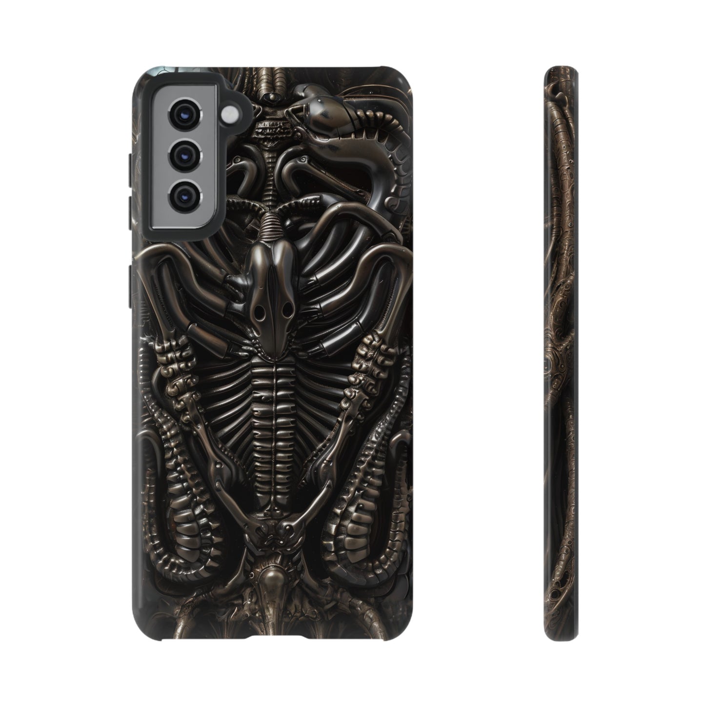 Biomechanical Nightmares Tough Phone Case – Alien Horror Design for iPhone and Samsung Galaxy Devices