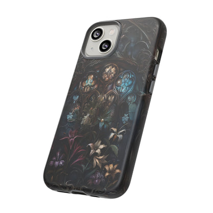 Elegant Gothic Flower Art Phone Case - Intricate Floral Design for iPhone, Samsung Galaxy, and Google Pixel Devices