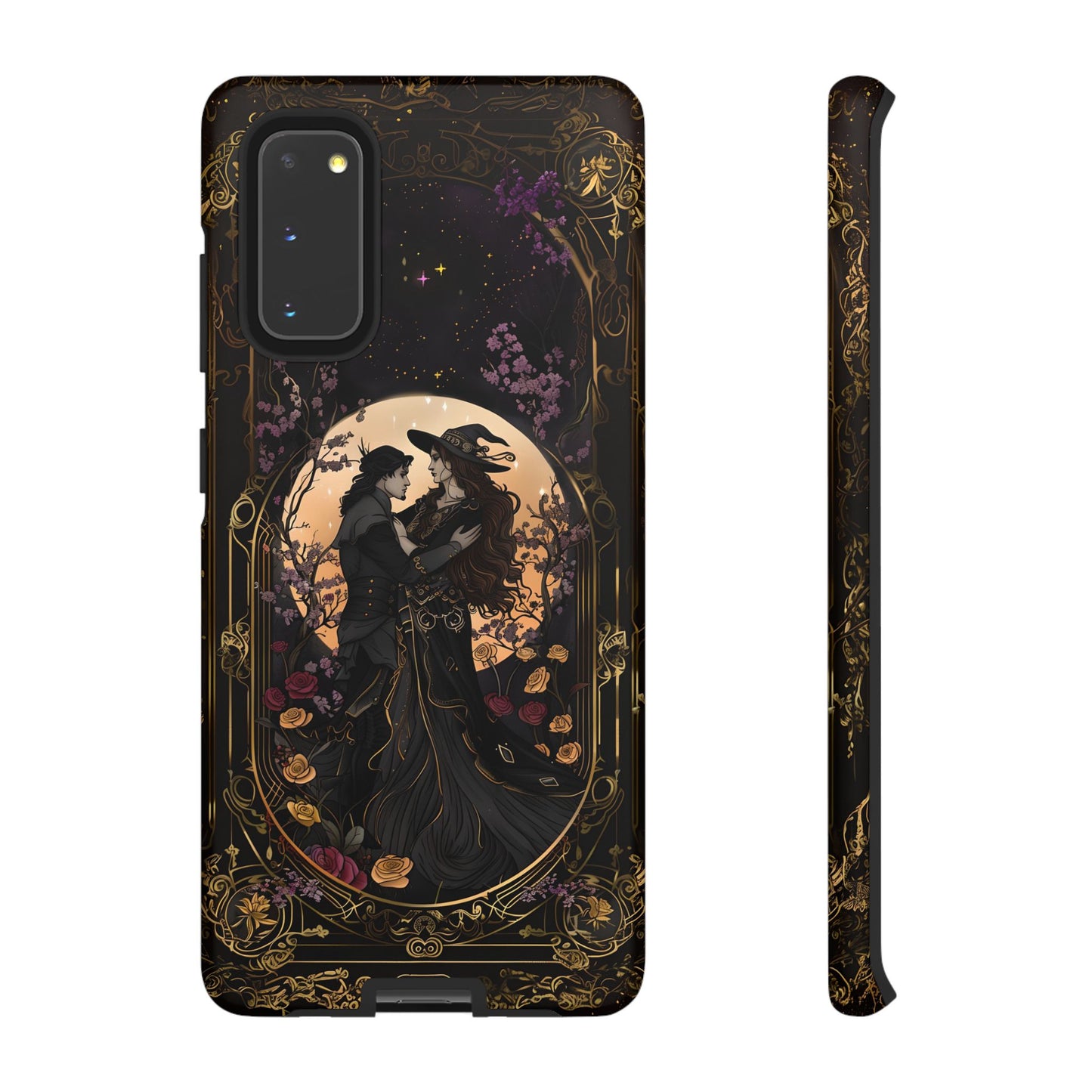 Gothic Romance Phone Case - Enchanted Witch and Lover Design for iPhone, Samsung Galaxy, and Google Pixel Devices