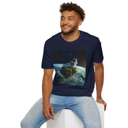 Space Explorer Astronaut on Floating Cannabis Bud T-Shirt