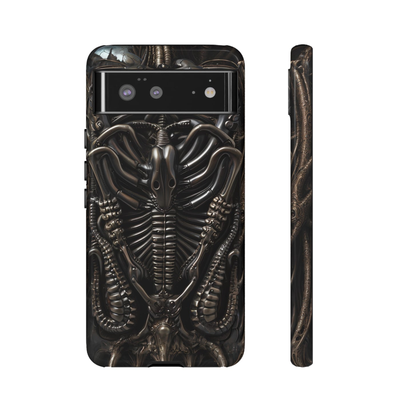 Biomechanical Nightmares Tough Phone Case – Alien Horror Design for iPhone and Samsung Galaxy Devices