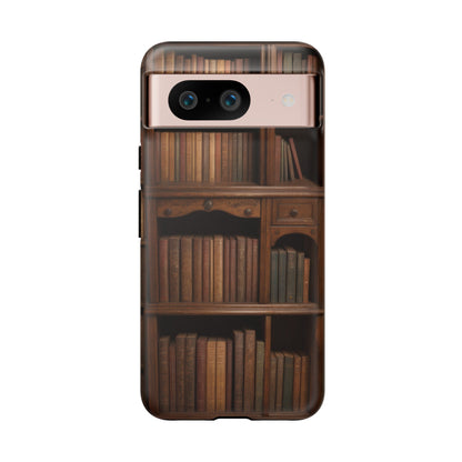 Book Shelf Phone Case – Vintage Library Design for iPhone, Samsung Galaxy, and Google Pixel Devices