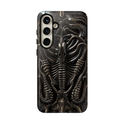 Biomechanical Nightmares Tough Phone Case – Alien Horror Design for iPhone and Samsung Galaxy Devices