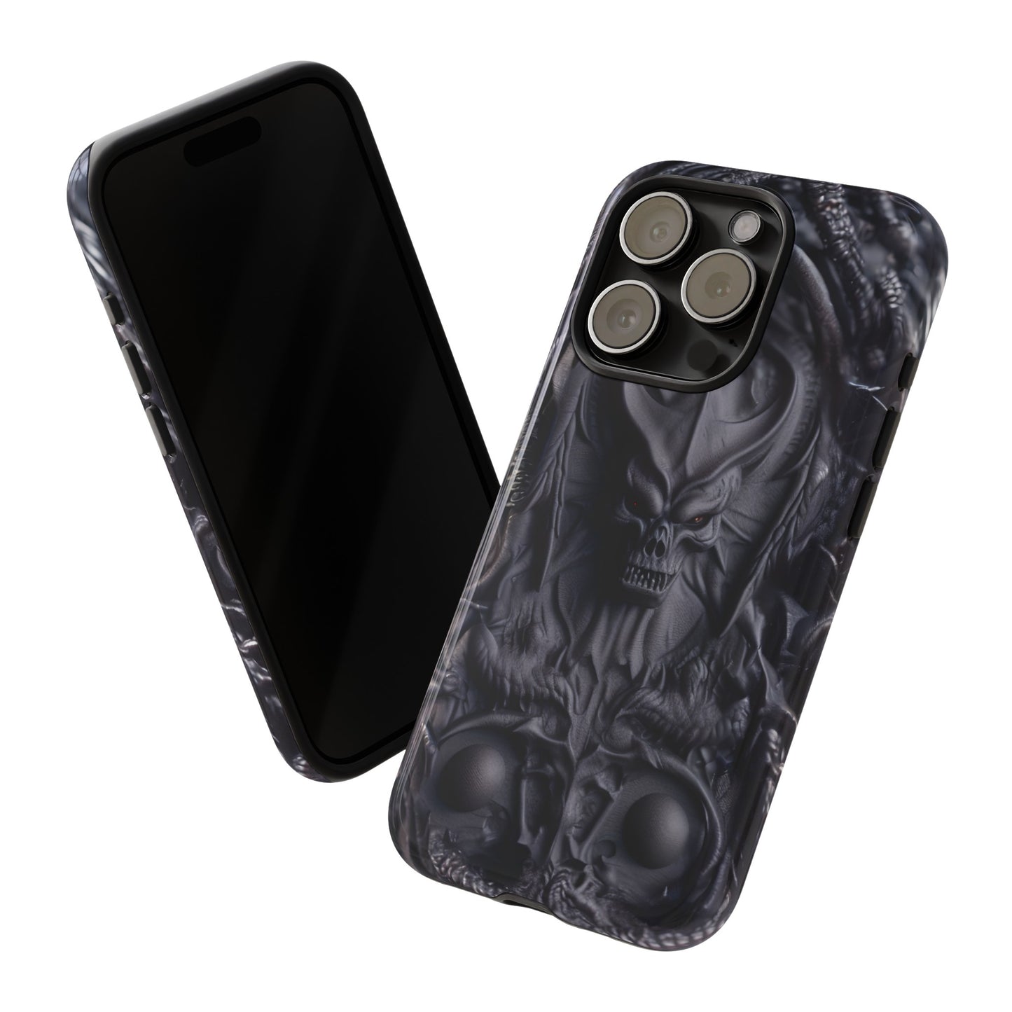 Black Demon Phone Case – Horned Hell Horror Design for iPhone, Samsung Galaxy, and Google Pixel Devices