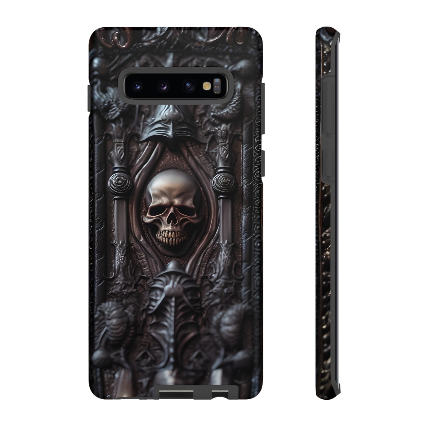 Dark Grimoire of Death Tough Phone Case – Gothic Skull Vampiric Design for iPhone, Samsung Galaxy, and Google Pixel Devices