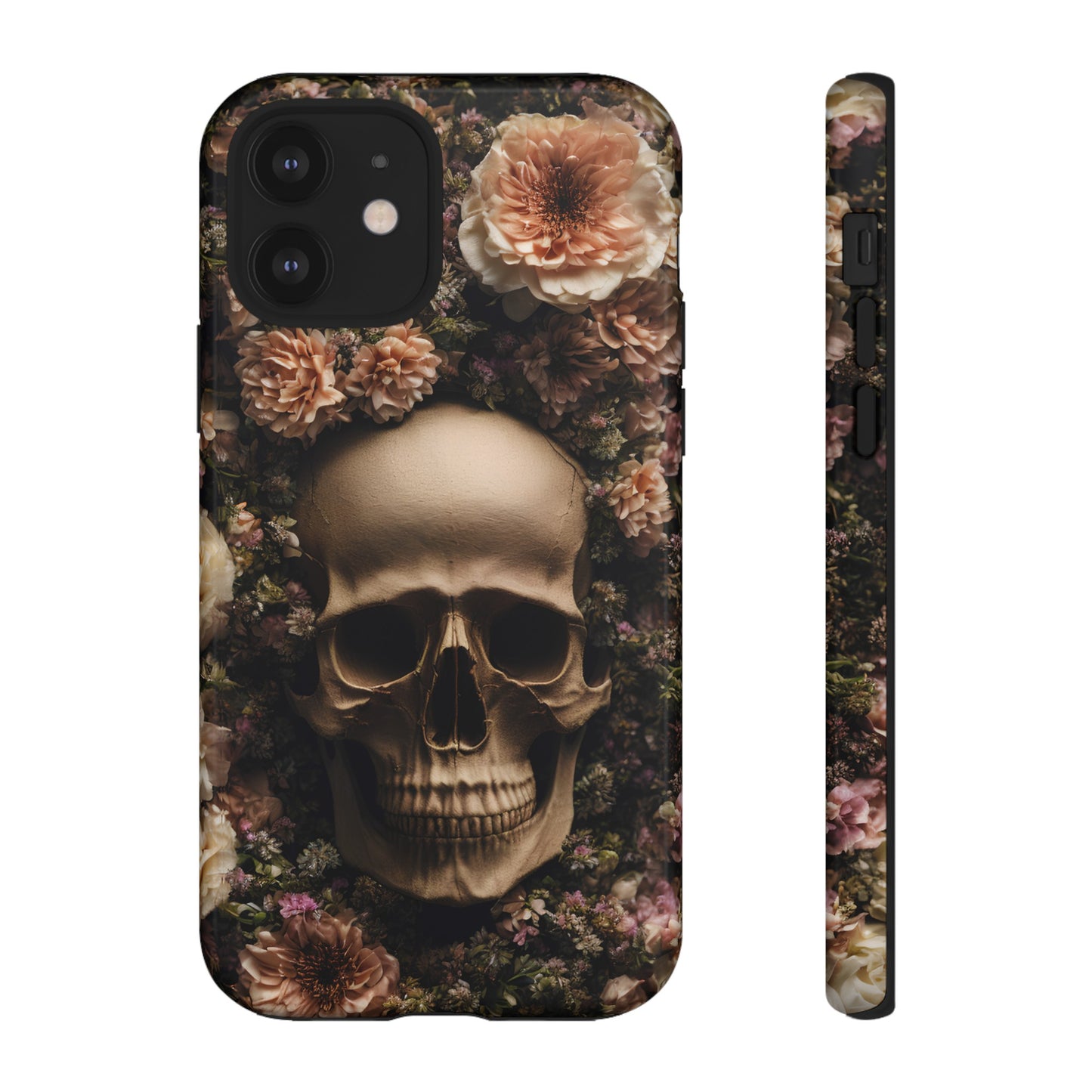 Skull and Flowers #2 Phone Case – Gothic Floral Design for iPhone, Samsung Galaxy, and Google Pixel Devices