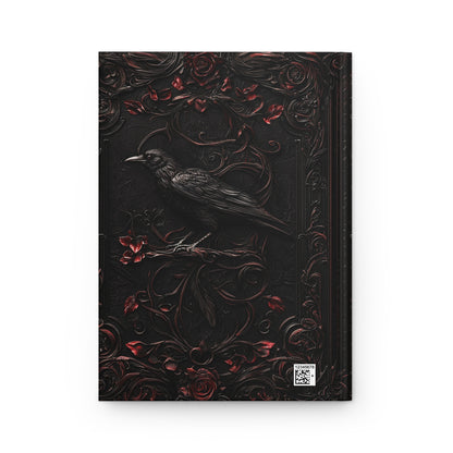 Black Raven Journal with Intricate Floral Design - Gothic Stationery