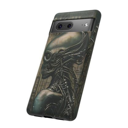 Biomechanical Android Phone Case – Futuristic Alien Horror H.R. Giger-Inspired Design for iPhone, Samsung Galaxy, and Google Pixel Devices