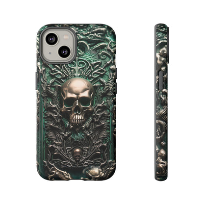 Green Skull Phone Case – Ornate Gothic Design for iPhone, Samsung Galaxy, and Google Pixel Devices