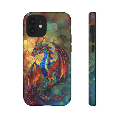 Stained Glass Dragon Phone Case - Colorful Fantasy Design for iPhone, Samsung Galaxy, Google Pixel Devices