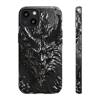 Silver Devil Phone Case – Gothic Demon Design for iPhone, Samsung Galaxy, and Google Pixel Devices